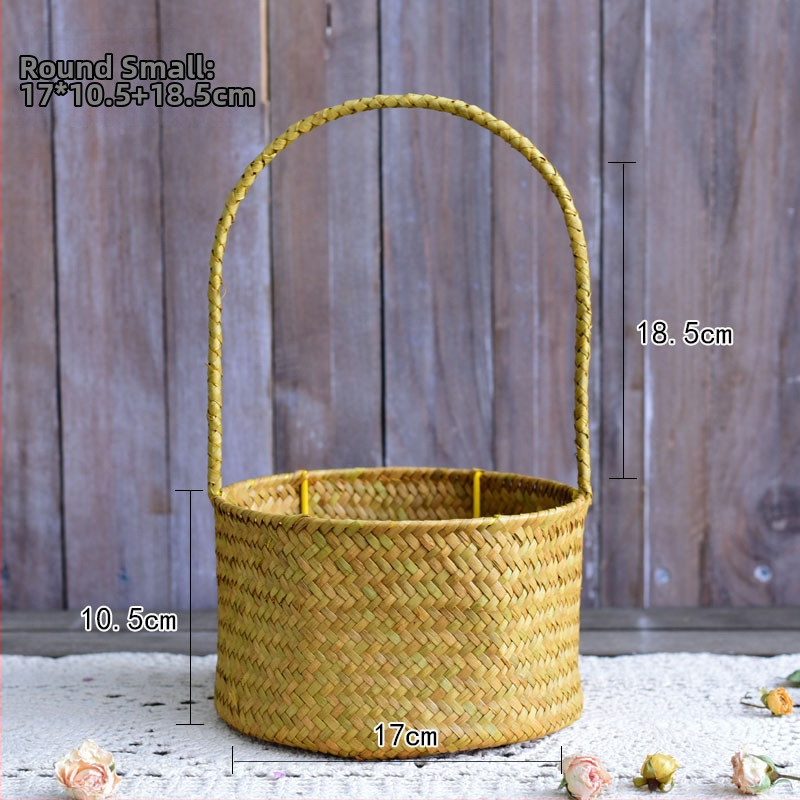 Rankomis pintas šiaudinės gėlių krepšelis su vazonėliu – kvėpuojantis, tvirtas, natūralus ratano-bambuko dizainas