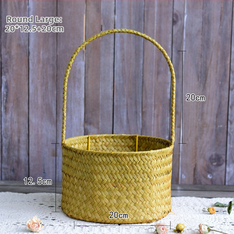 Rankomis pintas šiaudinės gėlių krepšelis su vazonėliu – kvėpuojantis, tvirtas, natūralus ratano-bambuko dizainas