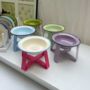 Bol ceramic înălțat pentru pisici, cu protecție anti-derapaj și protecție a gâtului — Xiyu