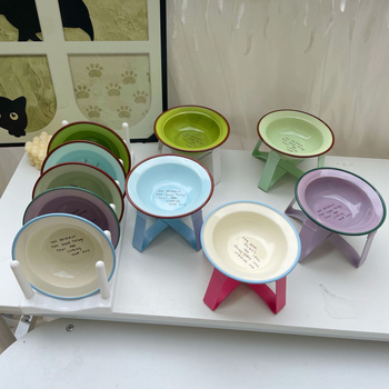 Bol ceramic înălțat pentru pisici, cu protecție anti-derapaj și protecție a gâtului — Xiyu