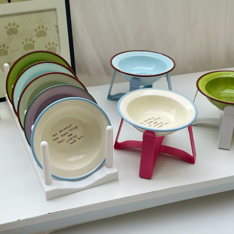 Bol ceramic înălțat pentru pisici, cu protecție anti-derapaj și protecție a gâtului — Xiyu