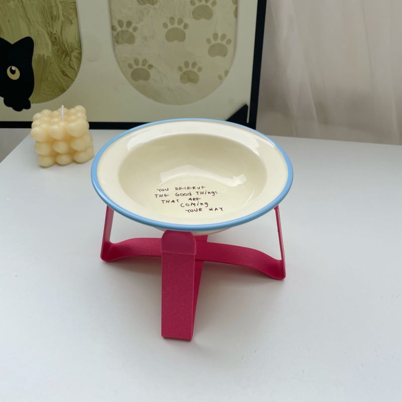 Bol ceramic înălțat pentru pisici, cu protecție anti-derapaj și protecție a gâtului — Xiyu