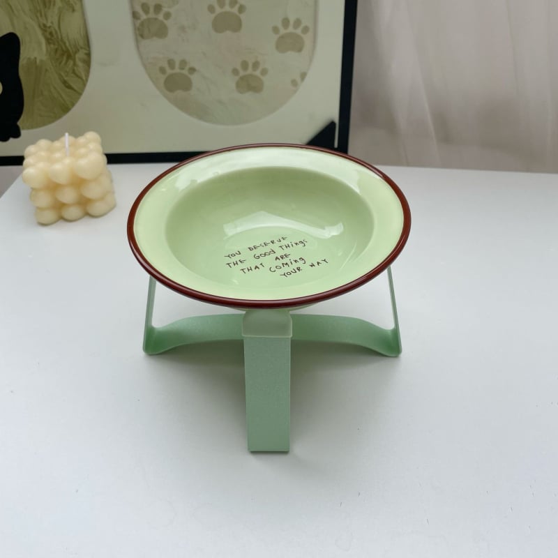 Bol ceramic înălțat pentru pisici, cu protecție anti-derapaj și protecție a gâtului — Xiyu