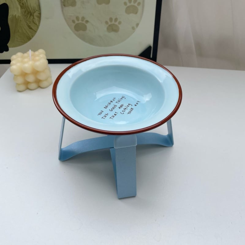 Bol ceramic înălțat pentru pisici, cu protecție anti-derapaj și protecție a gâtului — Xiyu
