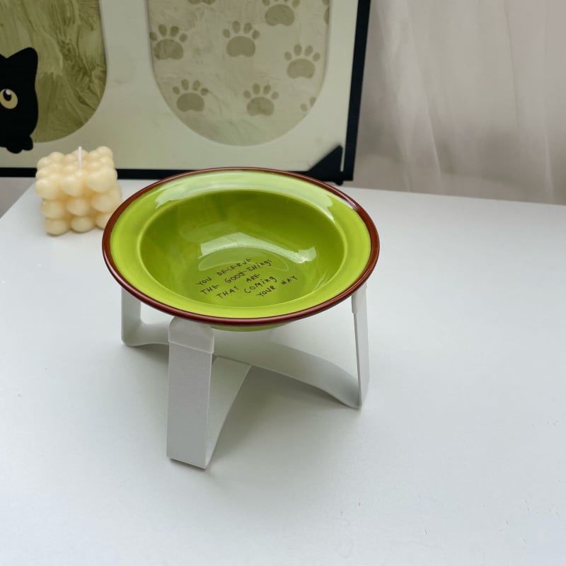 Bol ceramic înălțat pentru pisici, cu protecție anti-derapaj și protecție a gâtului — Xiyu