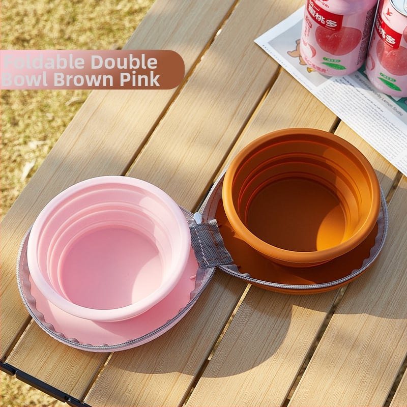 Dzīvnieku ēdiena integrētā silikona dubultā bļoda – videi draudzīgs silikons, divas 350 ml bļodas katrai, privāta zīmola pieejama