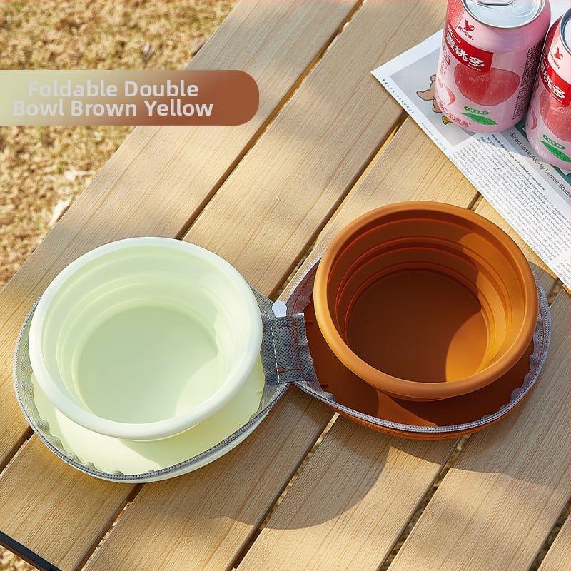 Dzīvnieku ēdiena integrētā silikona dubultā bļoda – videi draudzīgs silikons, divas 350 ml bļodas katrai, privāta zīmola pieejama