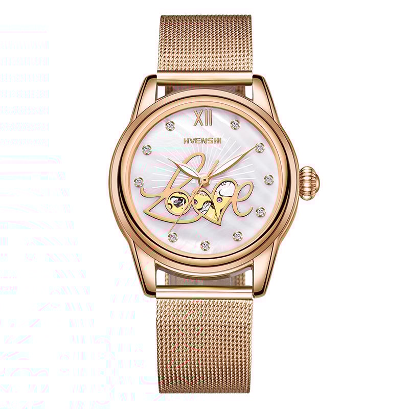 Ženski automatski sat – Swiss ETA S037 mehanizam, vodootporan do 50m, brojčanik od bisernog perlata, kožni remen