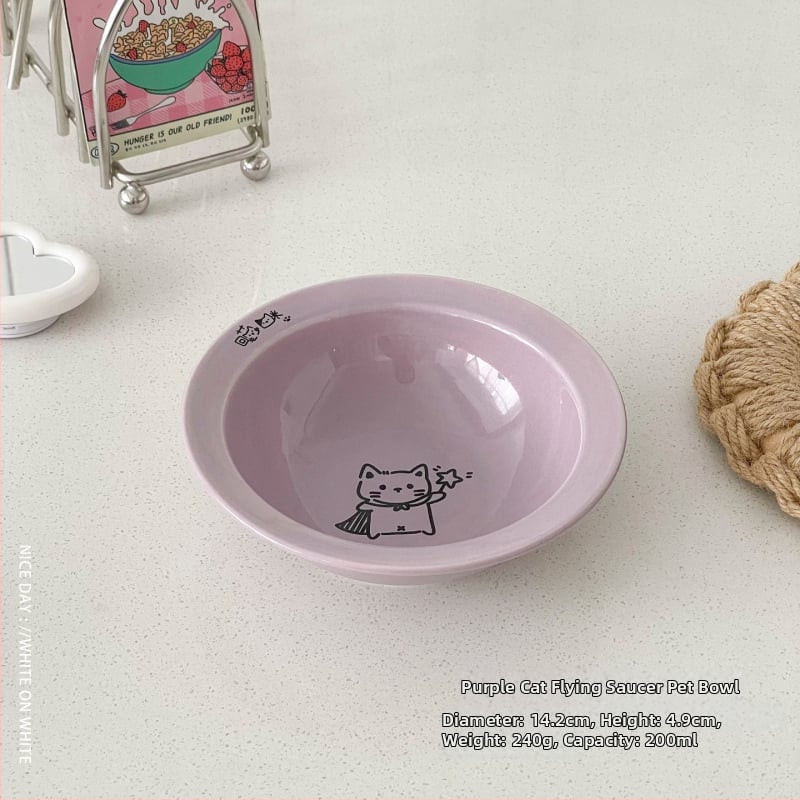 Κεραμικά μπολ γάτας για φαγητό και νερό σε ανυψωμένο πλαίσιο με μεταλλική βάση, αυτόματη τροφοδοσία