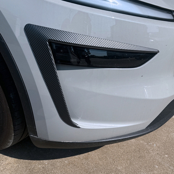 Tesla Model Y/Model 3: dekoratyvinis priekinio bamperio miglos žibintų rėmelis su antakių apvadu, pritaikomas, anglies pluošto raštas