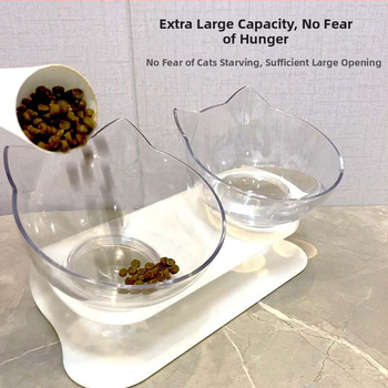 Πλαστικό ανυψωμένο διπλό μπολ για γάτες και σκύλους με κλίση 15° και προστασία του αυχένα