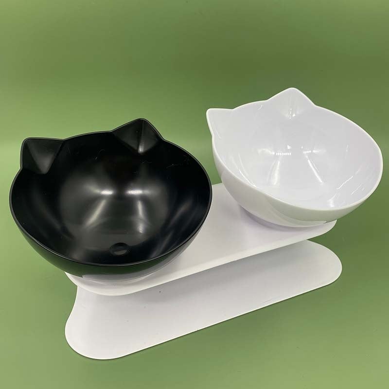Πλαστικό ανυψωμένο διπλό μπολ για γάτες και σκύλους με κλίση 15° και προστασία του αυχένα