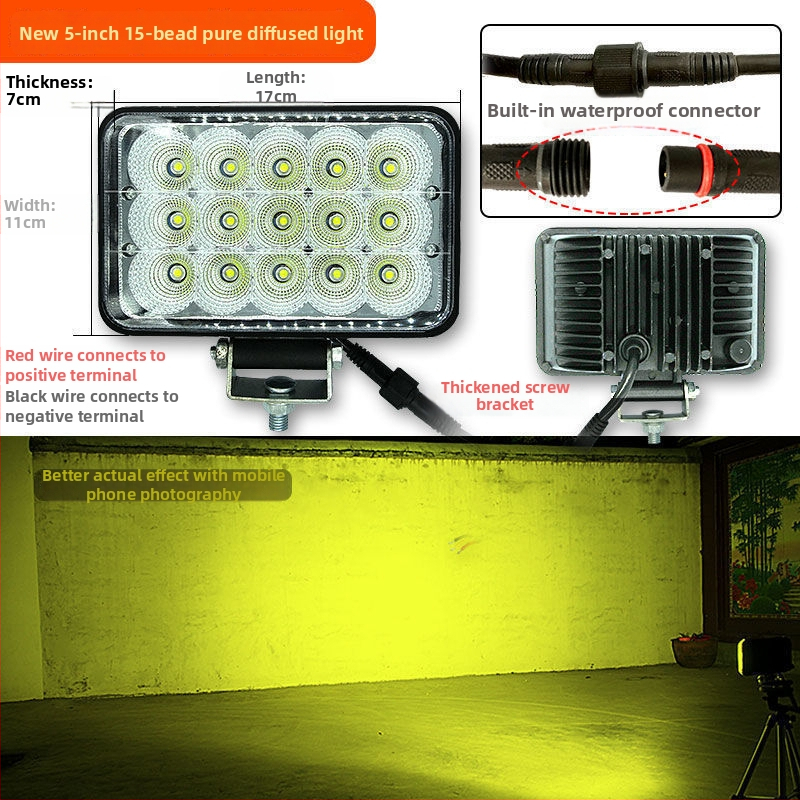 Kaevuri esilatern – kõrge heledusega difuusne kiirgus raske tehnika jaoks