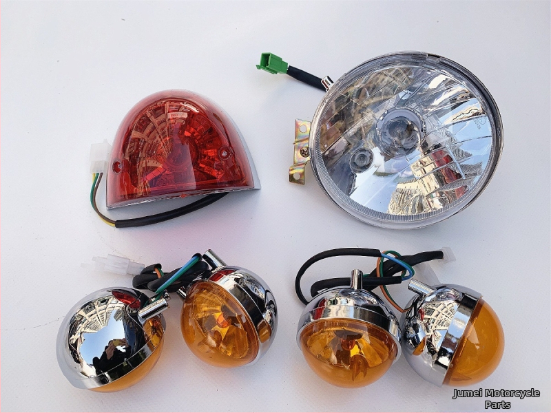 Turtle King elektrilise jalgratta valgustuskomplekt: ees tuli, ees ja taga signaalid, taga tule korpus läbipaistvalt tumeda kattega – OEM, ühilduv teiste mudelitega