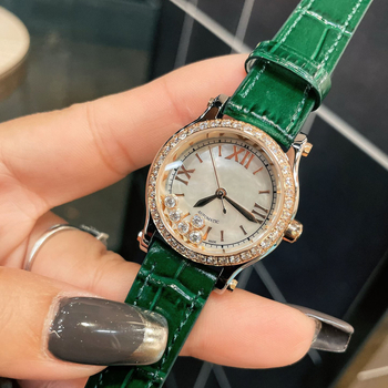 Ceas de damă quartz cu mișcare Swiss ETA, cadran 30 mm, carcasă din oțel, curea din piele naturală