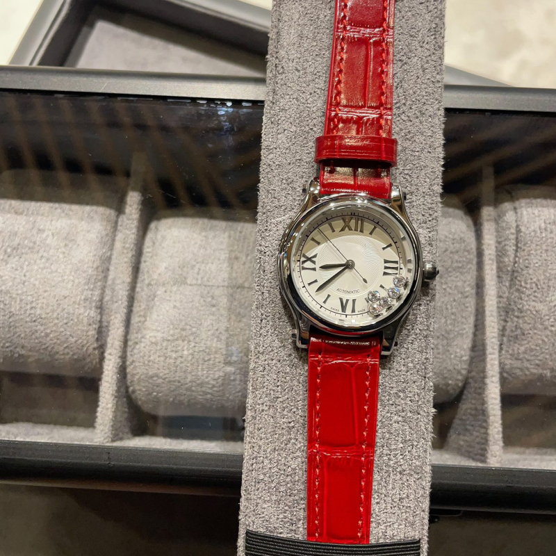 Ceas de damă quartz cu mișcare Swiss ETA, cadran 30 mm, carcasă din oțel, curea din piele naturală