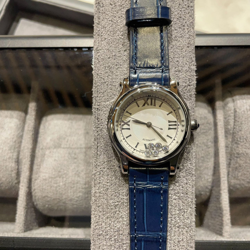 Ceas de damă quartz cu mișcare Swiss ETA, cadran 30 mm, carcasă din oțel, curea din piele naturală