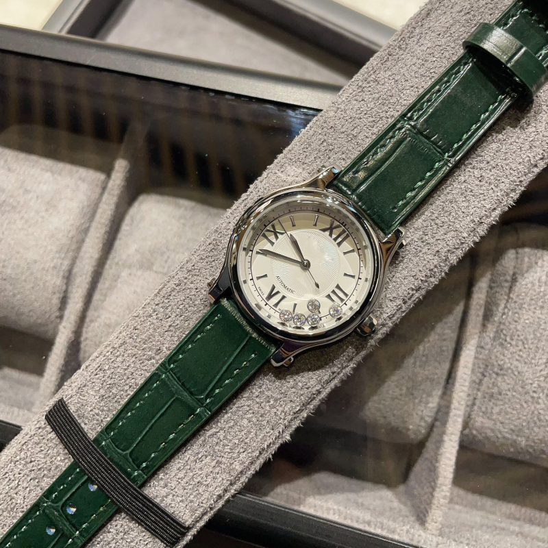 Ceas de damă quartz cu mișcare Swiss ETA, cadran 30 mm, carcasă din oțel, curea din piele naturală