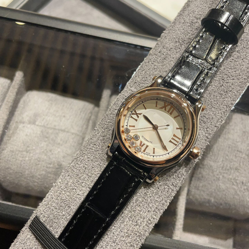 Ceas de damă quartz cu mișcare Swiss ETA, cadran 30 mm, carcasă din oțel, curea din piele naturală