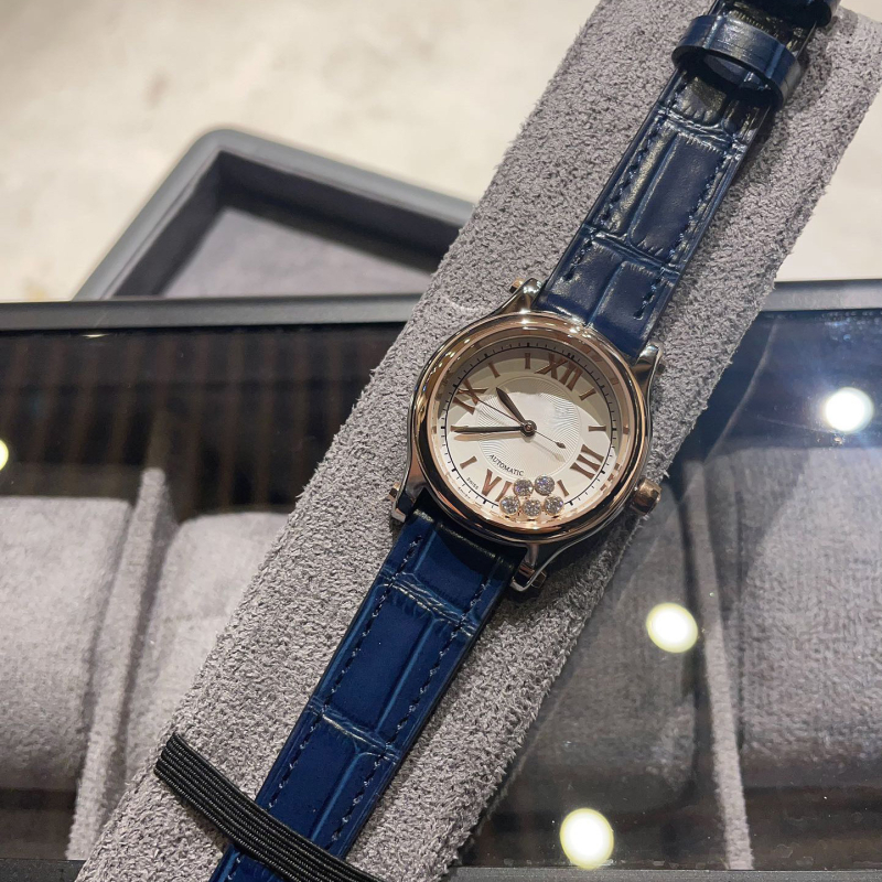 Ceas de damă quartz cu mișcare Swiss ETA, cadran 30 mm, carcasă din oțel, curea din piele naturală