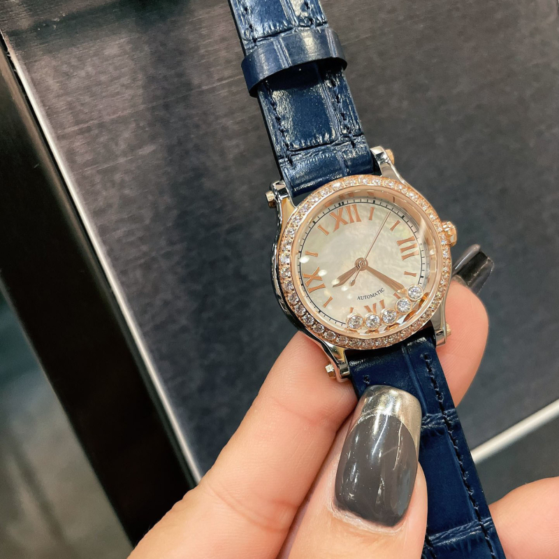 Ceas de damă quartz cu mișcare Swiss ETA, cadran 30 mm, carcasă din oțel, curea din piele naturală