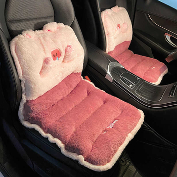 Automobiļa sēdekļa spilvens no pūka ziemai, vienas daļas dizains, universāls visiem četriem sezonām, integrēta jostas atbalsta, mīļa dzīvnieku raksts