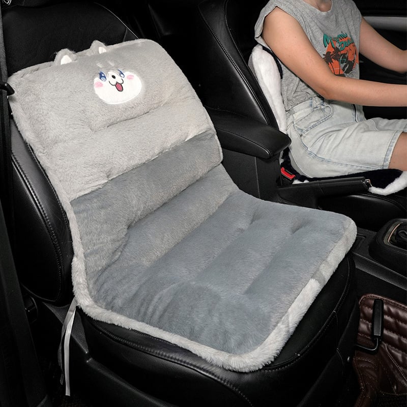 Automobiļa sēdekļa spilvens no pūka ziemai, vienas daļas dizains, universāls visiem četriem sezonām, integrēta jostas atbalsta, mīļa dzīvnieku raksts
