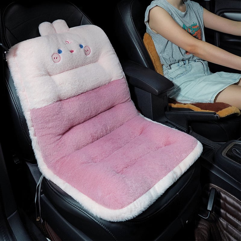 Automobiļa sēdekļa spilvens no pūka ziemai, vienas daļas dizains, universāls visiem četriem sezonām, integrēta jostas atbalsta, mīļa dzīvnieku raksts