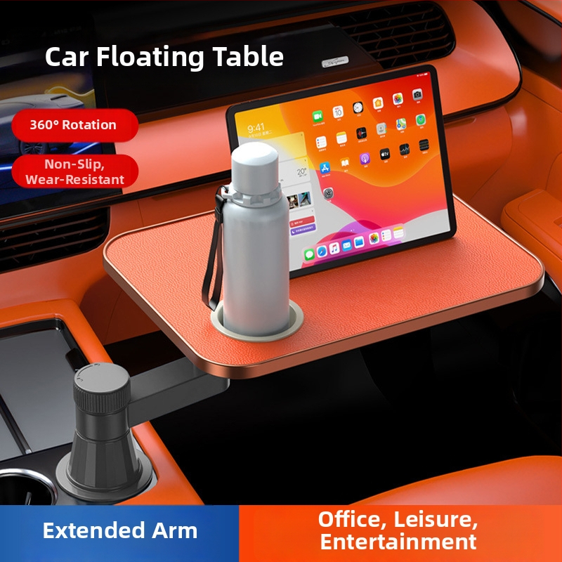 Nipori Stolík na predné sedadlo v aute, 360° otáčajúci, multifunkčný, ľanový materiál, zabudované uchytenie