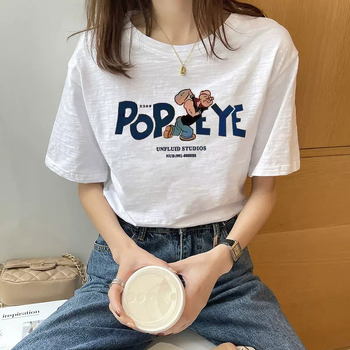 Тениска от slub памук с къси ръкави, женска, свободна кройка, 95%+ памук, кръгло деколте, летна колекция 2025