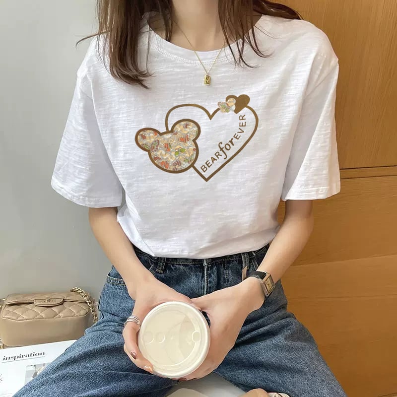 Тениска от slub памук с къси ръкави, женска, свободна кройка, 95%+ памук, кръгло деколте, летна колекция 2025