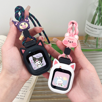 Zaštitni kućište za Huawei dječji sat 4 Pro/5 s kaišem za vrat s mačjim ušima, najlonska pletena traka, zatvarač s jednom petljom, prilagođena veličina sučelja