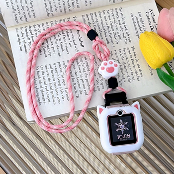 Zaštitni kućište za Huawei dječji sat 4 Pro/5 s kaišem za vrat s mačjim ušima, najlonska pletena traka, zatvarač s jednom petljom, prilagođena veličina sučelja