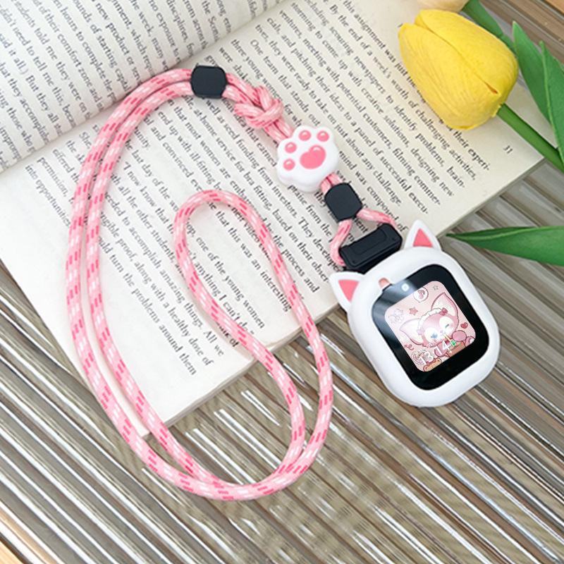 Zaštitni kućište za Huawei dječji sat 4 Pro/5 s kaišem za vrat s mačjim ušima, najlonska pletena traka, zatvarač s jednom petljom, prilagođena veličina sučelja