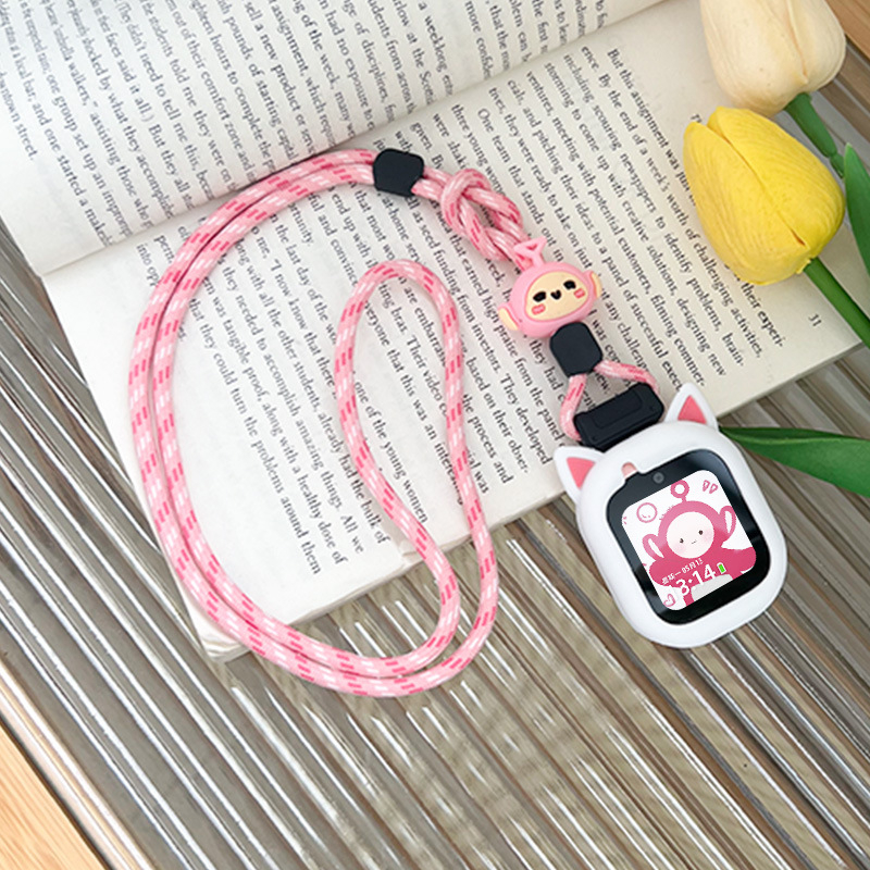 Zaštitni kućište za Huawei dječji sat 4 Pro/5 s kaišem za vrat s mačjim ušima, najlonska pletena traka, zatvarač s jednom petljom, prilagođena veličina sučelja