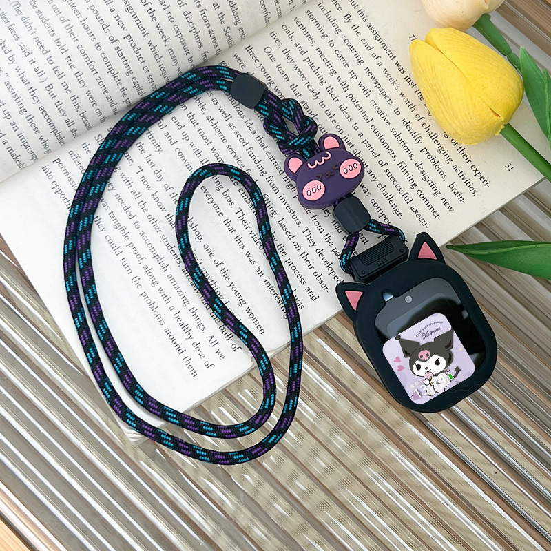 Zaštitni kućište za Huawei dječji sat 4 Pro/5 s kaišem za vrat s mačjim ušima, najlonska pletena traka, zatvarač s jednom petljom, prilagođena veličina sučelja