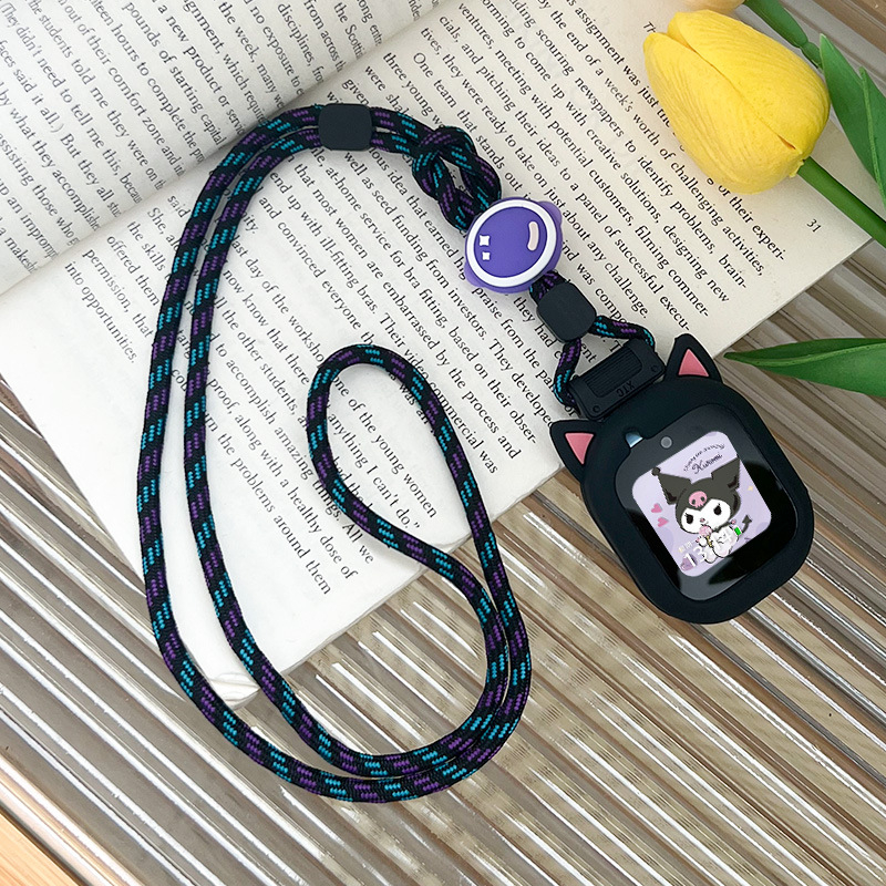 Zaštitni kućište za Huawei dječji sat 4 Pro/5 s kaišem za vrat s mačjim ušima, najlonska pletena traka, zatvarač s jednom petljom, prilagođena veličina sučelja