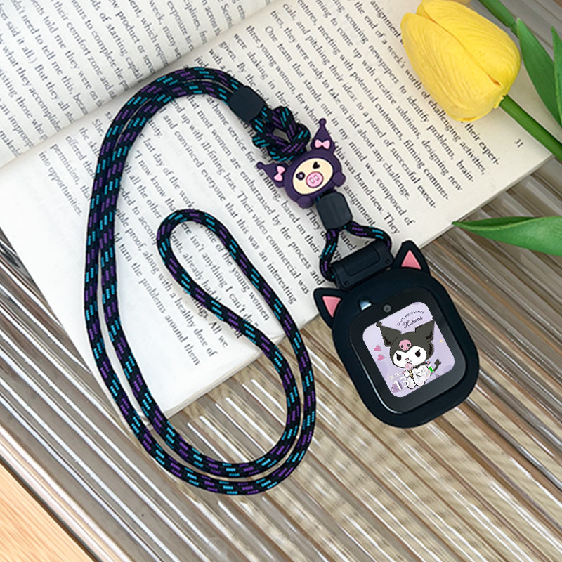 Zaštitni kućište za Huawei dječji sat 4 Pro/5 s kaišem za vrat s mačjim ušima, najlonska pletena traka, zatvarač s jednom petljom, prilagođena veličina sučelja