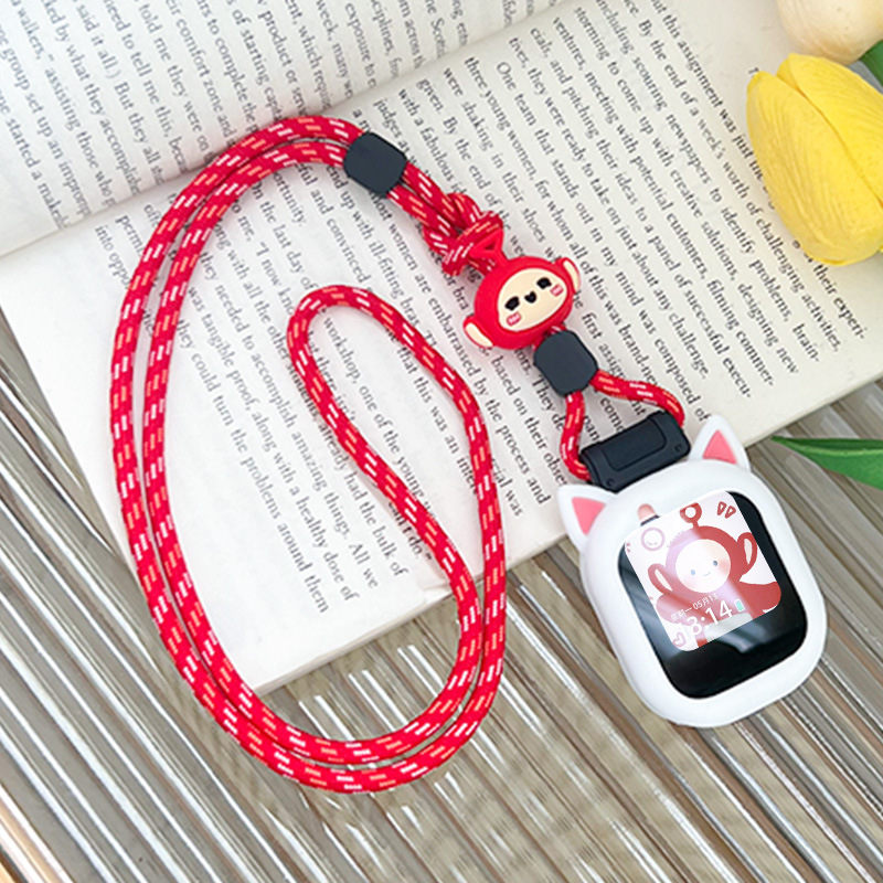 Zaštitni kućište za Huawei dječji sat 4 Pro/5 s kaišem za vrat s mačjim ušima, najlonska pletena traka, zatvarač s jednom petljom, prilagođena veličina sučelja