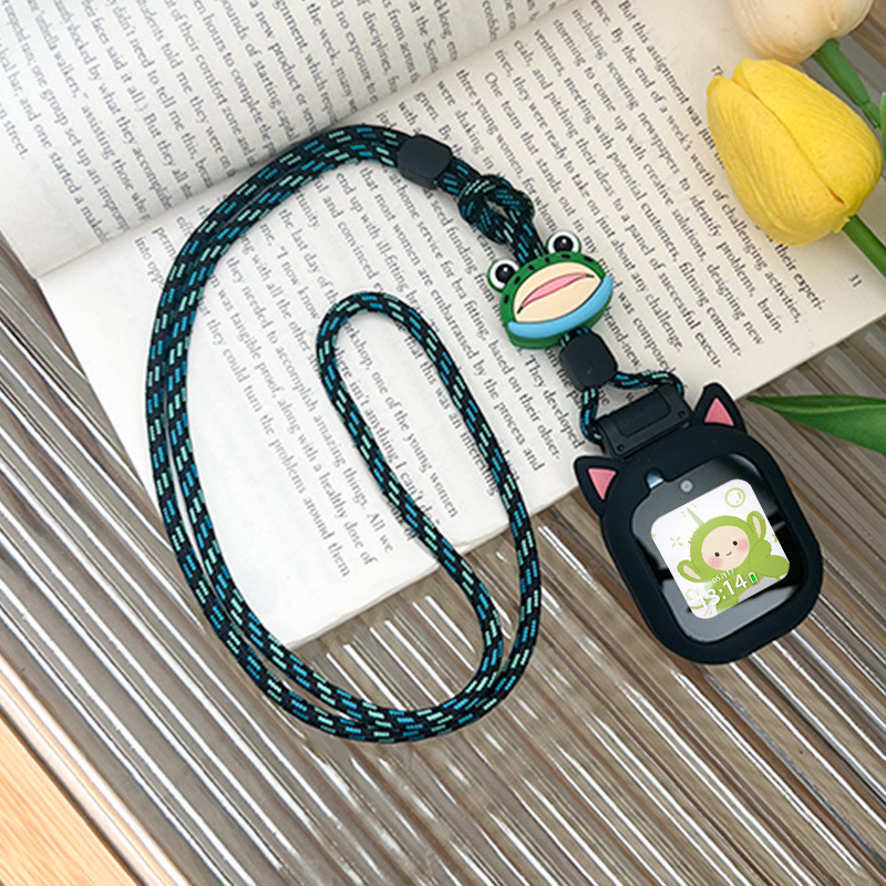 Zaštitni kućište za Huawei dječji sat 4 Pro/5 s kaišem za vrat s mačjim ušima, najlonska pletena traka, zatvarač s jednom petljom, prilagođena veličina sučelja