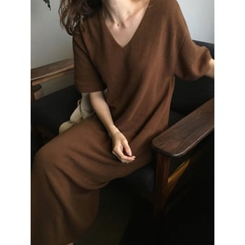 Naiste villane kudumkleit, pikk, kõrge kaelus, pikad varrukad, vaba lõige, kapuutsiga, tänav stiilis