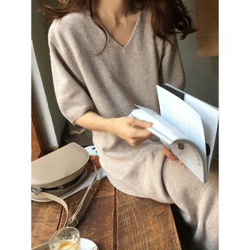 Naiste villane kudumkleit, pikk, kõrge kaelus, pikad varrukad, vaba lõige, kapuutsiga, tänav stiilis