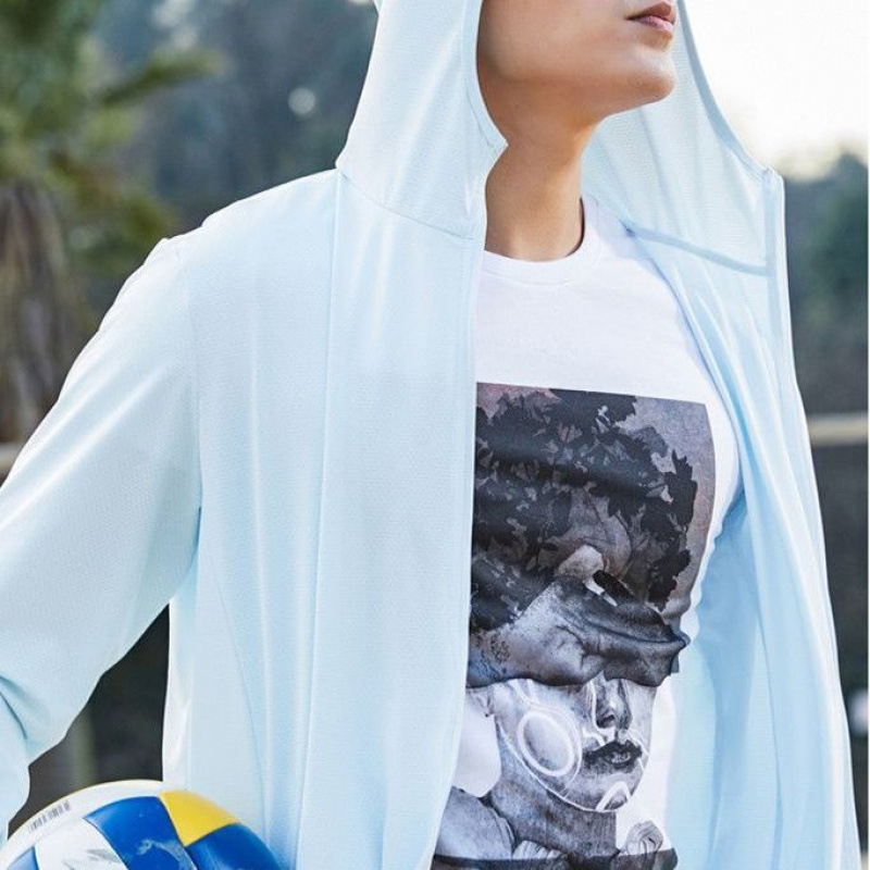 Sievietes UV aizsardzības vējjaka ar kapuci, ātri žūstoša, elpojoša poliester