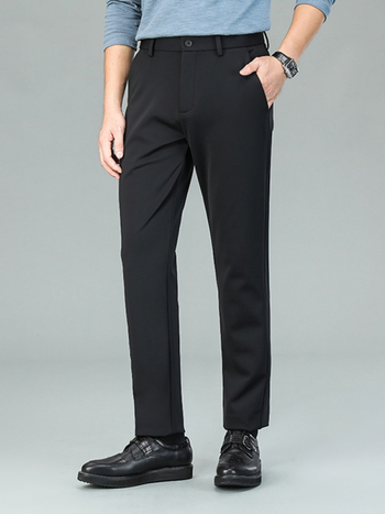 Vīriešu biznesa casual bikses, taisns piegriezums, vidējais jostas augstums, elastīgs audums, rāvējslēdzējs