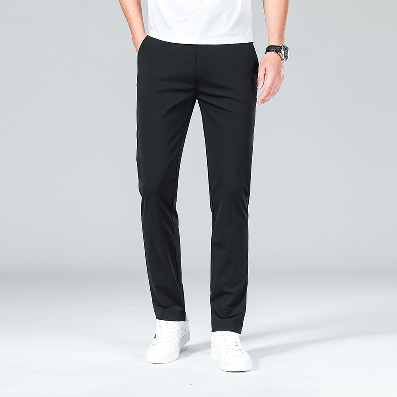 Vīriešu biznesa casual bikses, taisns piegriezums, vidējais jostas augstums, elastīgs audums, rāvējslēdzējs