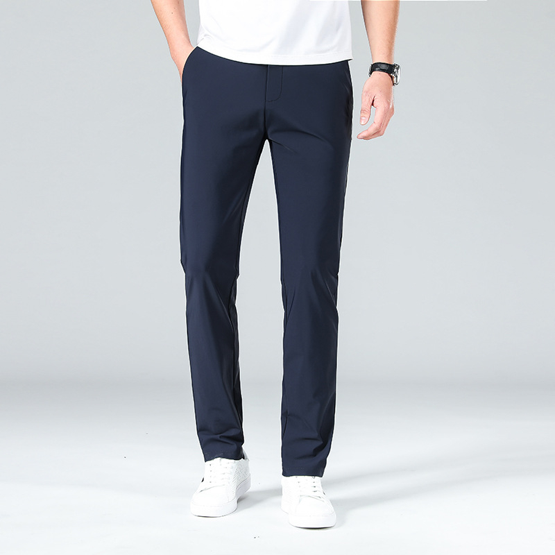 Vīriešu biznesa casual bikses, taisns piegriezums, vidējais jostas augstums, elastīgs audums, rāvējslēdzējs