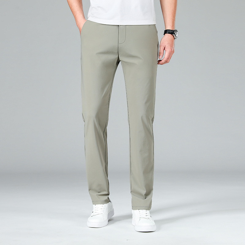 Vīriešu biznesa casual bikses, taisns piegriezums, vidējais jostas augstums, elastīgs audums, rāvējslēdzējs