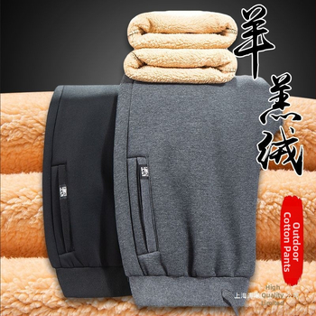 Vīriešu kokvilnas bikses ar samta oderi, bieza un silta, taisns piegriezums, augsts viduklis, saistāmais aizvērums ar auklu, ikdienas āra bikses