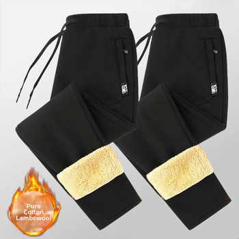 Vīriešu kokvilnas bikses ar samta oderi, bieza un silta, taisns piegriezums, augsts viduklis, saistāmais aizvērums ar auklu, ikdienas āra bikses