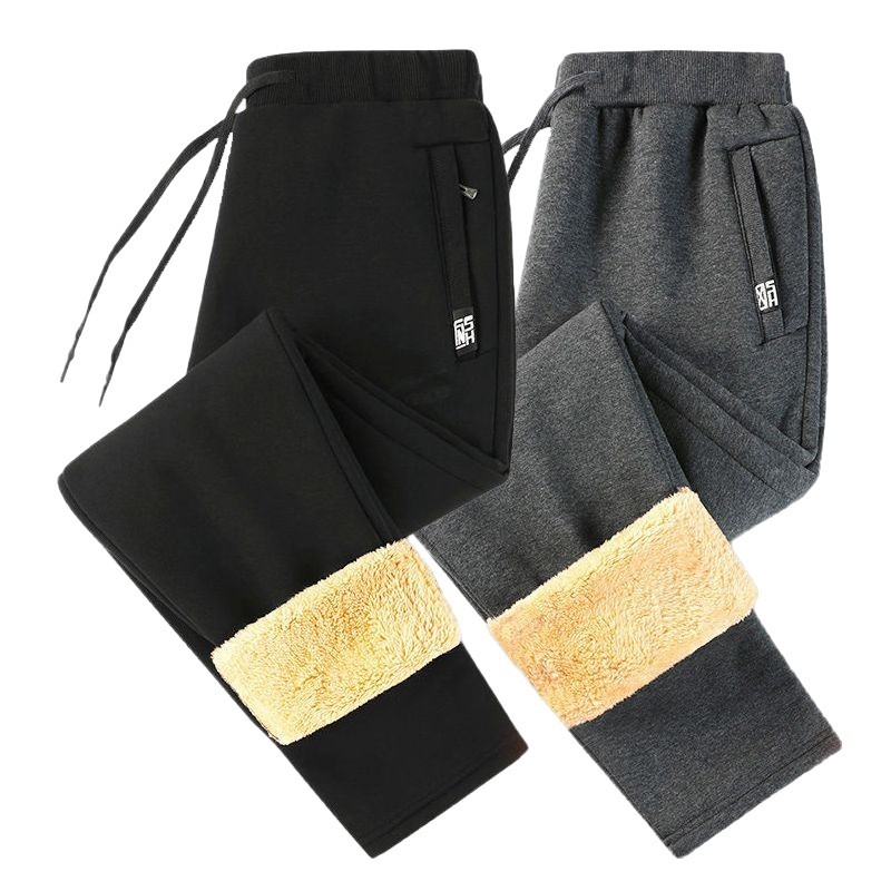 Vīriešu kokvilnas bikses ar samta oderi, bieza un silta, taisns piegriezums, augsts viduklis, saistāmais aizvērums ar auklu, ikdienas āra bikses